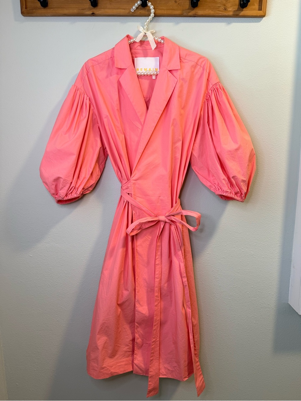 Remain Birger Christensen Pink West Poplin Wrap Dress size 2